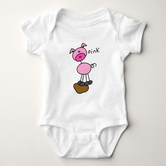 Strichmännchen-Schwein-T-Shirts und Geschenke Baby Strampler (Vorderseite)