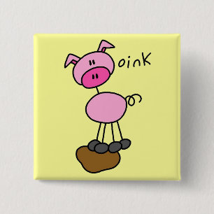 Strichmännchen-Schwein-T-Shirts und Geschenke Button