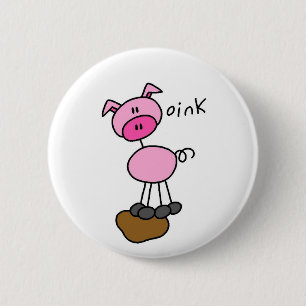 Strichmännchen-Schwein-T-Shirts und Geschenke Button