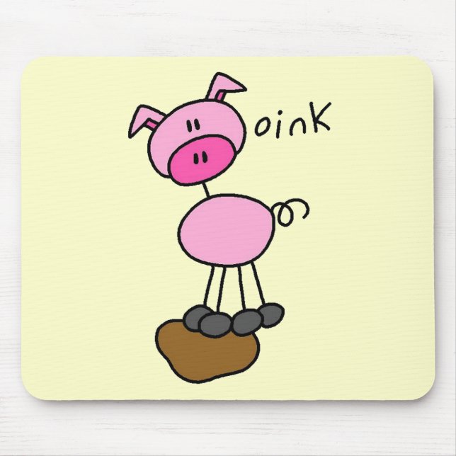 Strichmännchen-Schwein-T-Shirts und Geschenke Mousepad (Vorne)