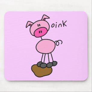 Strichmännchen-Schwein-T-Shirts und Geschenke Mousepad