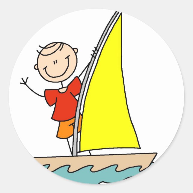 Strichmännchen Segelsticker Runder Aufkleber (Vorderseite)