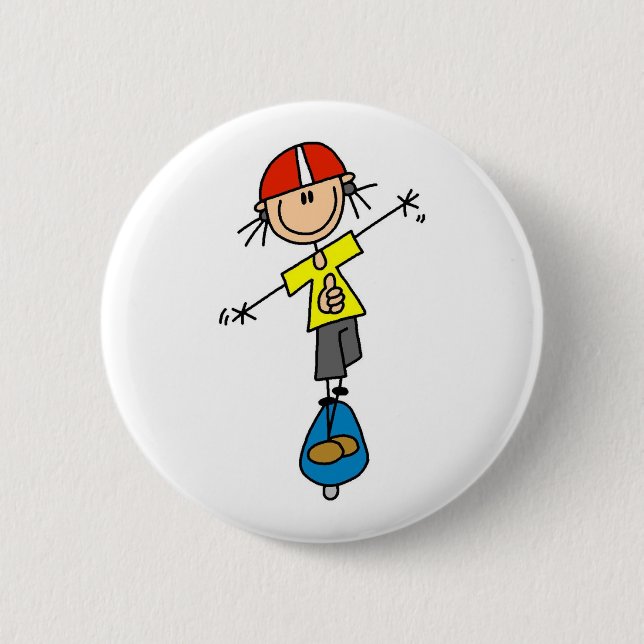 Strichmännchen Skateboarder Button (Vorderseite)