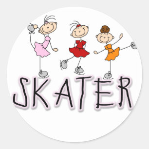 Strichmännchen-Skater-T-Shirts und Geschenke Runder Aufkleber