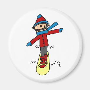 Strichmännchen Snowboarden Magnet