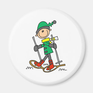 Strichmännchen Snowshoeing Magnet