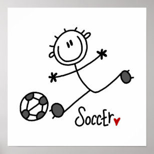 Strichmännchen Soccer Player T - Shirt und Geschen Poster