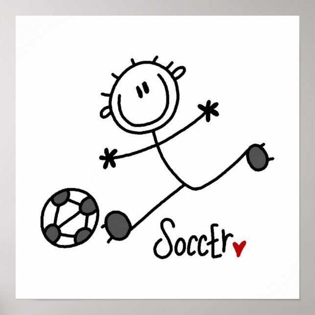 Strichmännchen Soccer Player T - Shirt und Geschen Poster (Vorne)