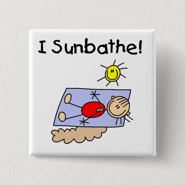 Strichmännchen Sonnenanbeter T-Shirts und Geschenk Button (Vorderseite)