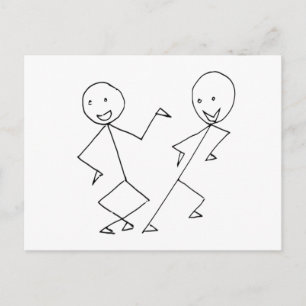 Strichmännchen tanzen postkarte
