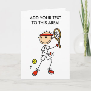 Strichmännchen Tennis Player Card Karte
