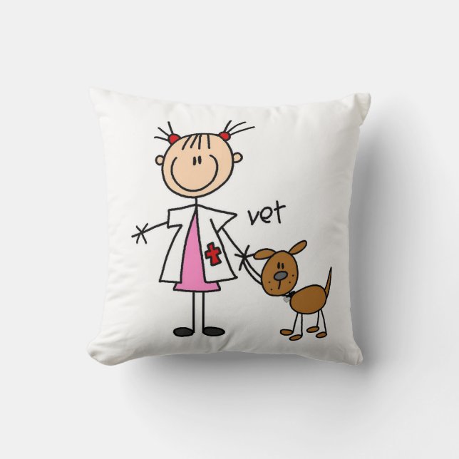 Strichmännchen-Tierarzt mit Hundethrow-Kissen Kissen (Vorderseite)