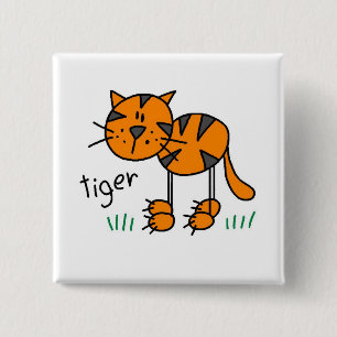 Strichmännchen-Tiger-T - Shirts und Geschenke Button