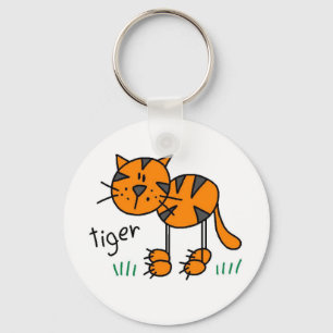 Strichmännchen-Tiger-T - Shirts und Geschenke Schlüsselanhänger
