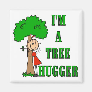 Strichmännchen Tree Hugger T - Shirt und Geschenke Magnet