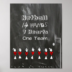 Strichmännchen und Zitate für Netball-Team Poster