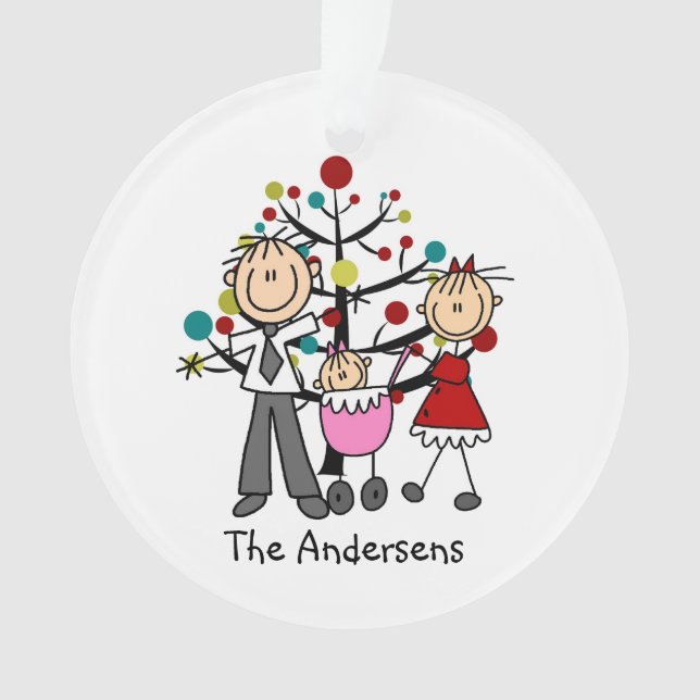 Strichmännchen-Vater, Mama, Ornament (Vorderseite)