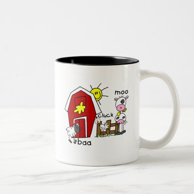 Strichmännchen-Vieh-T-Shirts und Geschenke Zweifarbige Tasse (Rechts)
