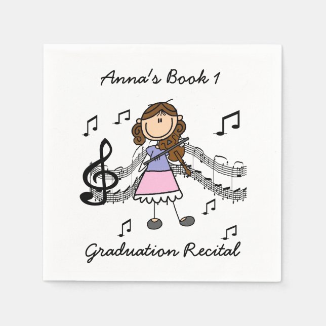 Strichmännchen Violin Player Paper Napkins Serviette (Vorderseite)