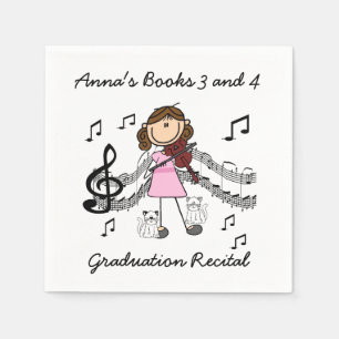 Strichmännchen Violin Player Paper Napkins Serviette