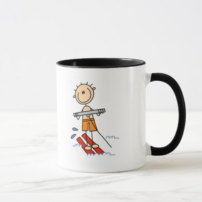 Strichmännchen-Wasser-Skifahrent-shirts und Tasse (Rechts)