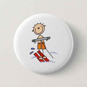 Strichmännchen-Wasserski-Knöpfe Button