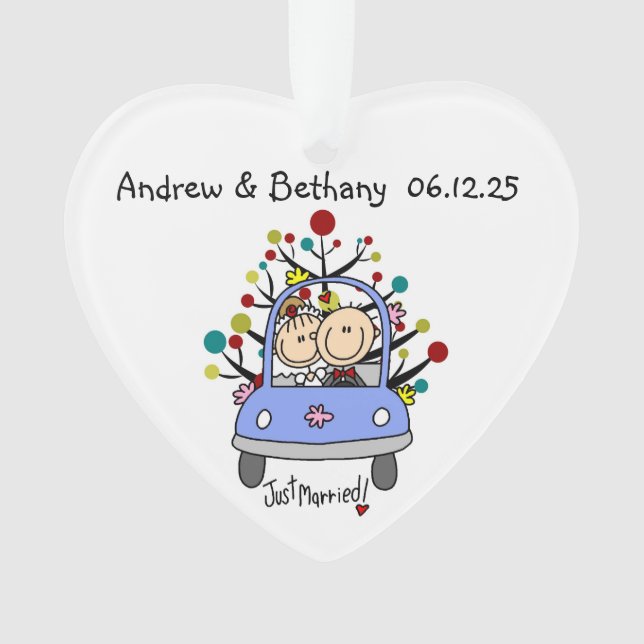 Strichmännchen Wedding Couple Akrylornament Ornament (Vorderseite)