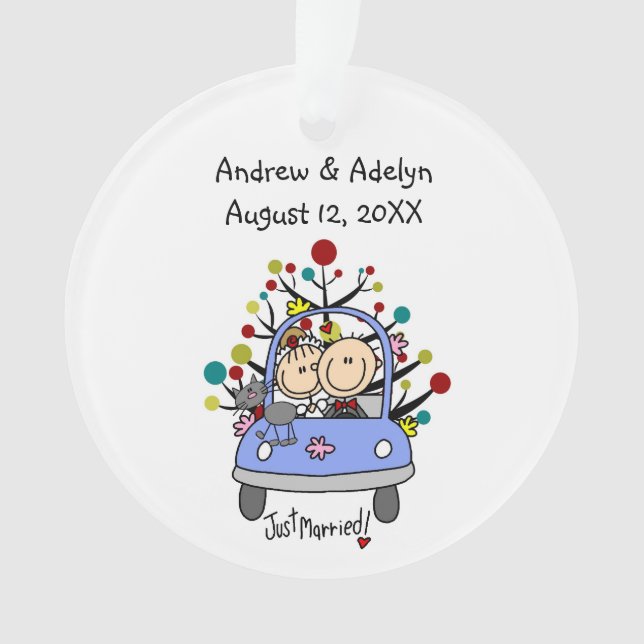 Strichmännchen Wedding Couple Cat Akrylornament Ornament (Vorderseite)