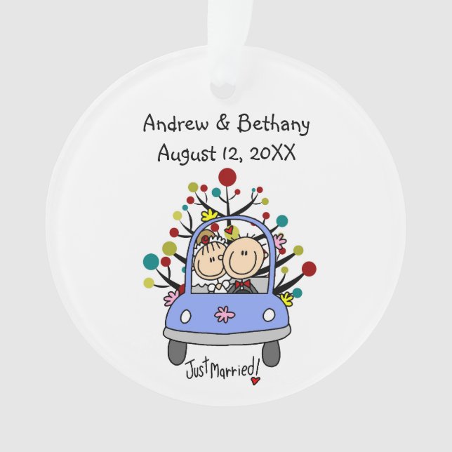 Strichmännchen Wedding Couple Cat Akrylornament Ornament (Vorderseite)