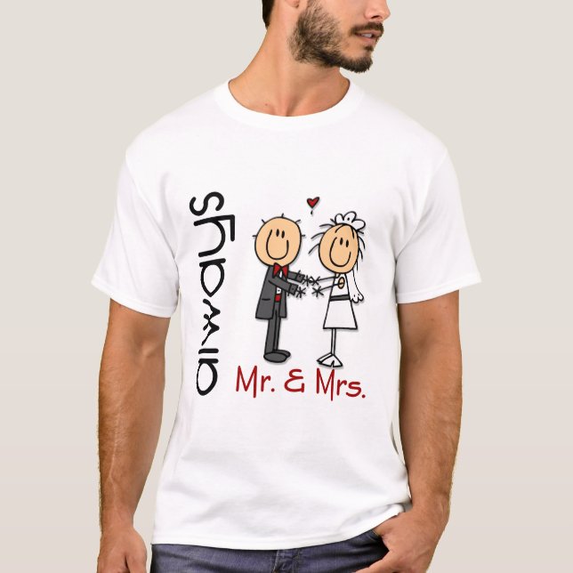 Strichmännchen Wedding Couple Mr. & Mrs. Always T-Shirt (Vorderseite)