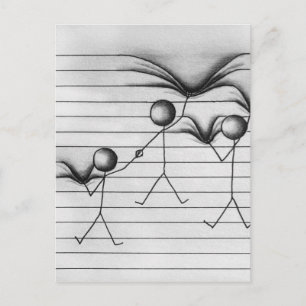 Strichmännchen Zeichn von "Hängen auf Linien" Postkarte