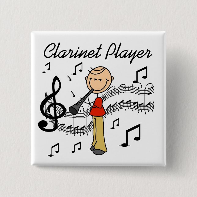 Strichmännchenclarinet-Spieler-T-Shirts und Button (Vorderseite)