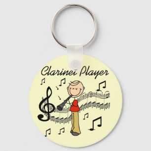 Strichmännchenclarinet-Spieler-T-Shirts und Schlüsselanhänger