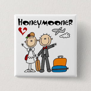 Strichmännchenhoneymooner-T - Shirts und Geschenk Button