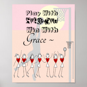 Strichmännchenmotivierend Netball-Zitat Poster