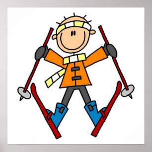 Strichmännchenskier-T - Shirts und Geschenke Poster