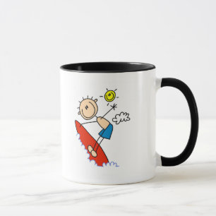Strichmännchensurfer-Jungen-T-Shirts und Geschenke Tasse