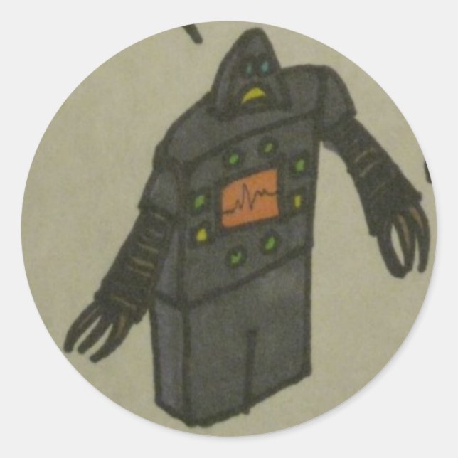 Strichroboter Runder Aufkleber (Vorderseite)