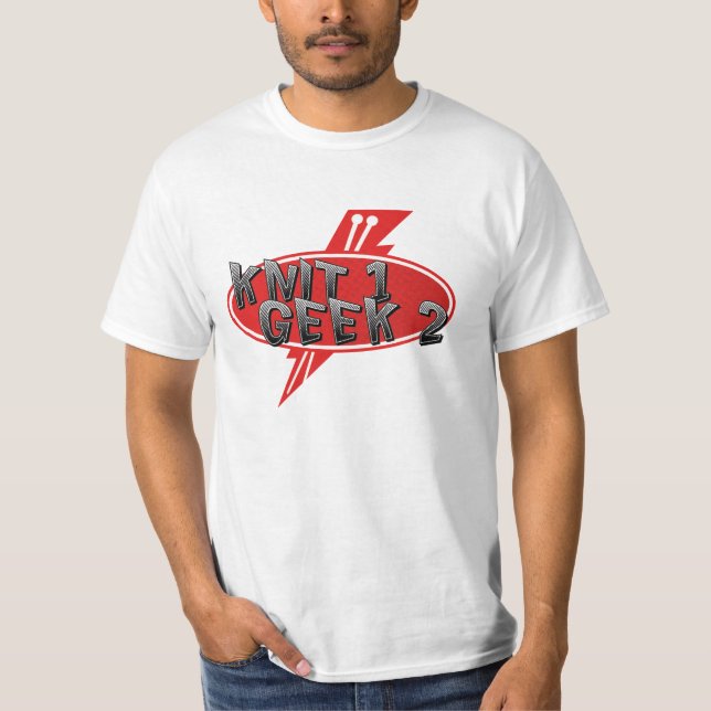 Strick 1 Weiß-Shirt des Geek-2 T-Shirt (Vorderseite)
