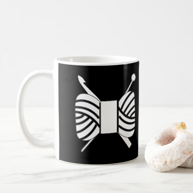 Strick + Crochet Garn Skein Handwerk {Dark} Kaffeetasse (Mit Donut)