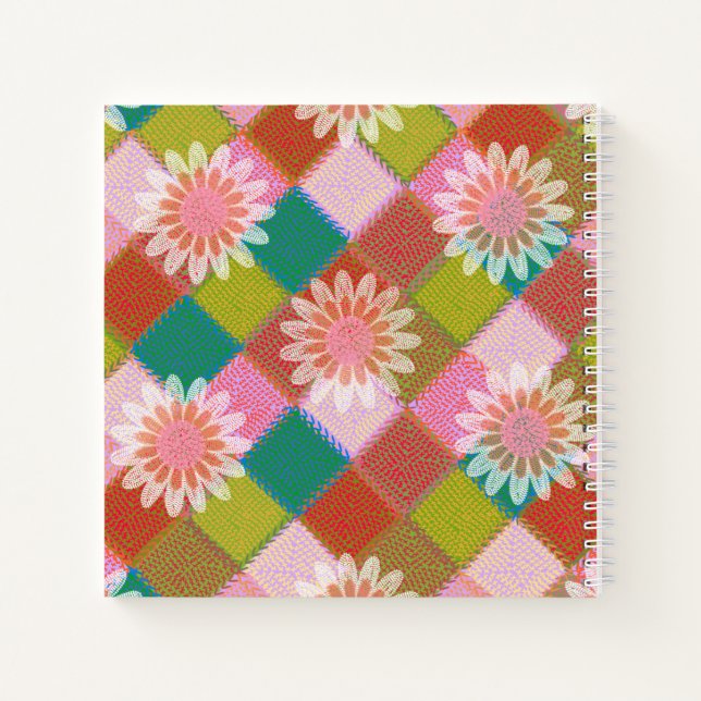 Strick Daisy grün pink Notizbuch (Rückseite)