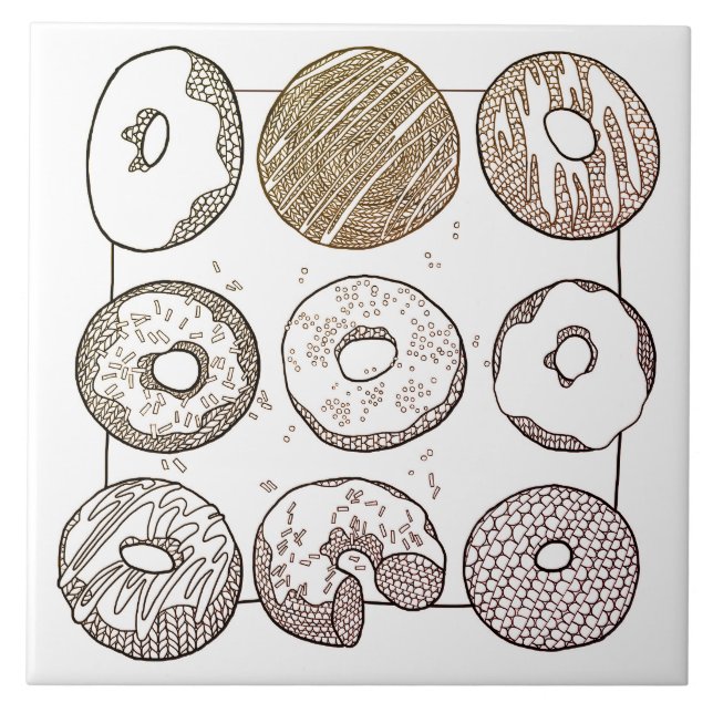 STRICK-DONUTS 6x6 Keramikfliese (Vorderseite)