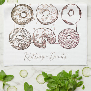 STRICK EIN DUTZEND DONUTS Küchenhandtuch + Text Geschirrtuch