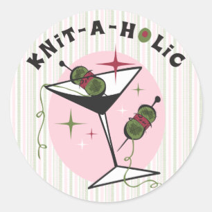 Strick-EIn-Holic Runder Aufkleber
