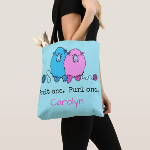 Strick eins Purl eins. Fun flauschige Schafe perso Tasche