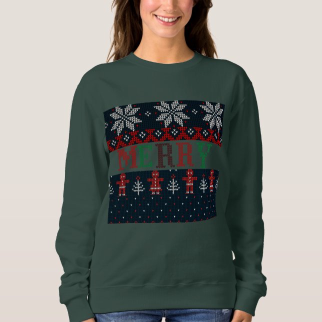 Strick Frohe Weihnachten Sweatshirt (Vorderseite)