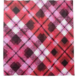 Strick Kariert Tartan Karo Rosa Weißes Weinmuster Duschvorhang