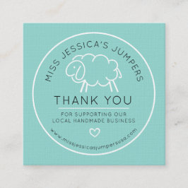 Strick lambswool Schafe Logo aqua Danke Treuekarte