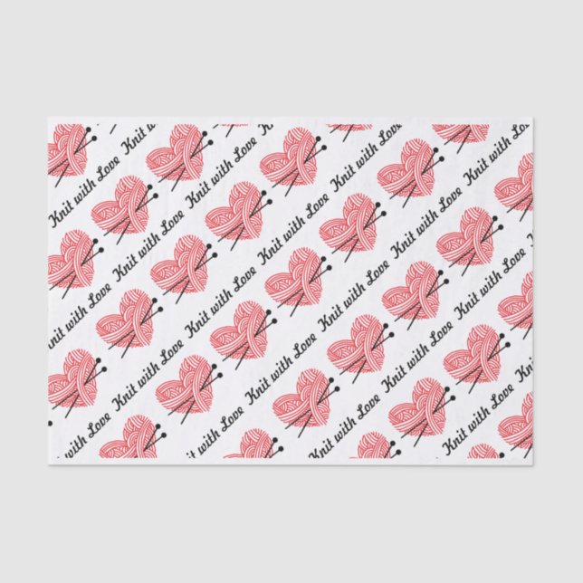 Strick mit Liebe-Garn-Herz-Handwerks-Muster Seidenpapier (Vorderseite)