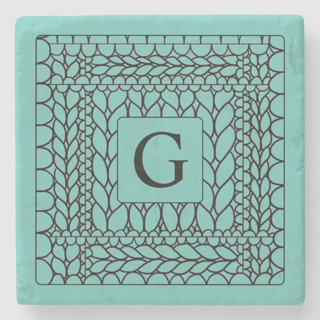 STRICK PURL AQUAMARIN Marble Stone Untersetzer + I (Vorderseite)